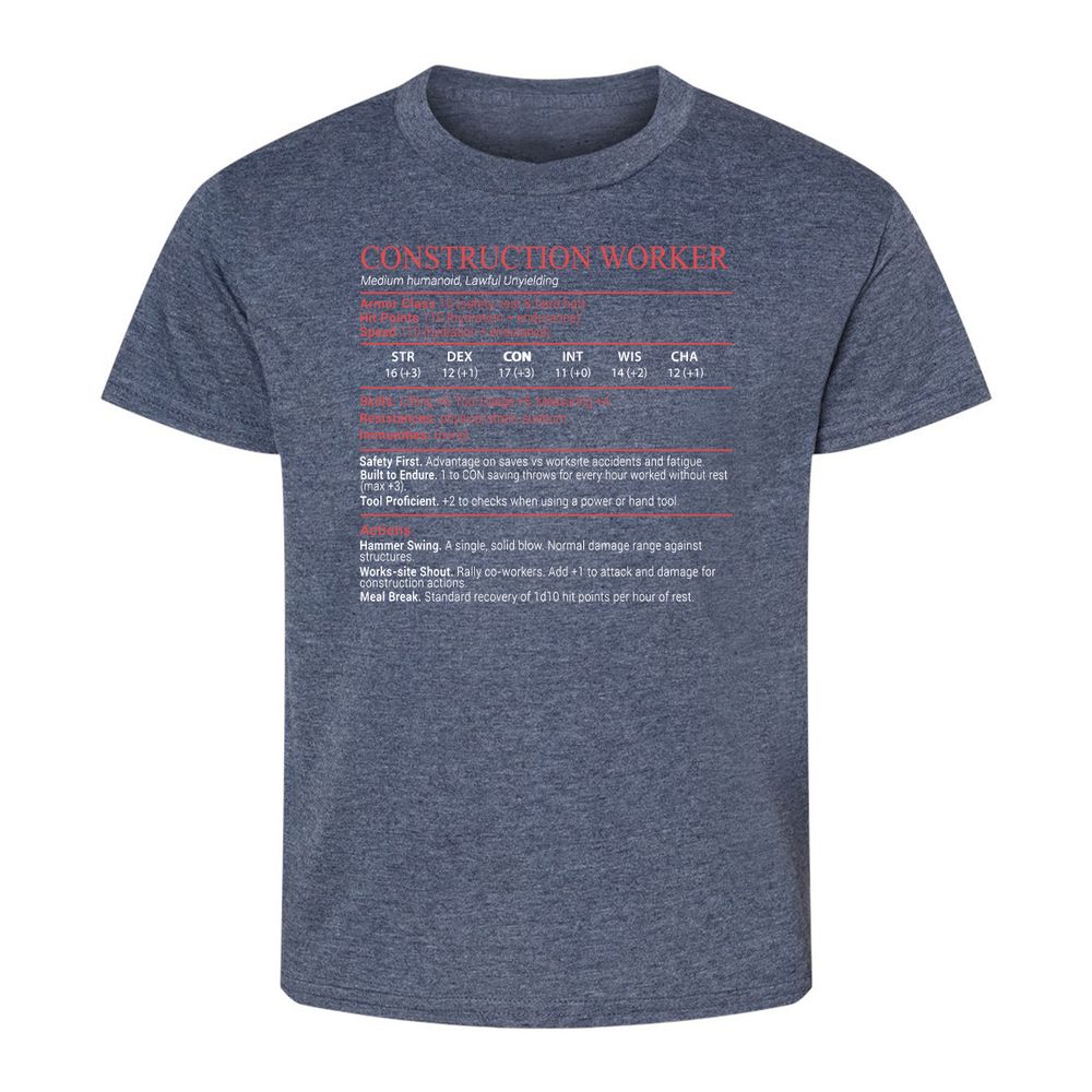 Construction Worker Stats Block - Heather Navy - 9