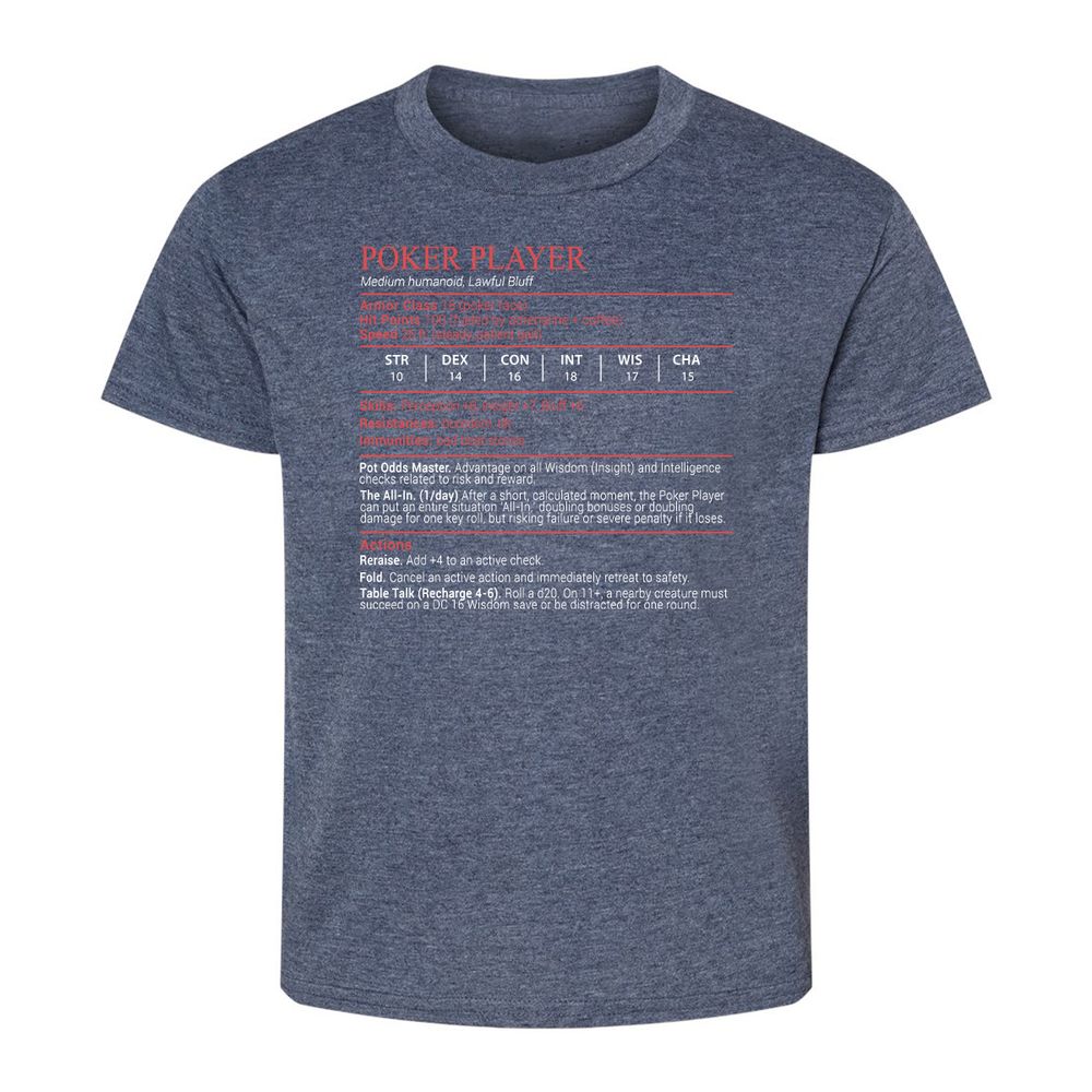 Poker Player Stats Block - Heather Navy - 9