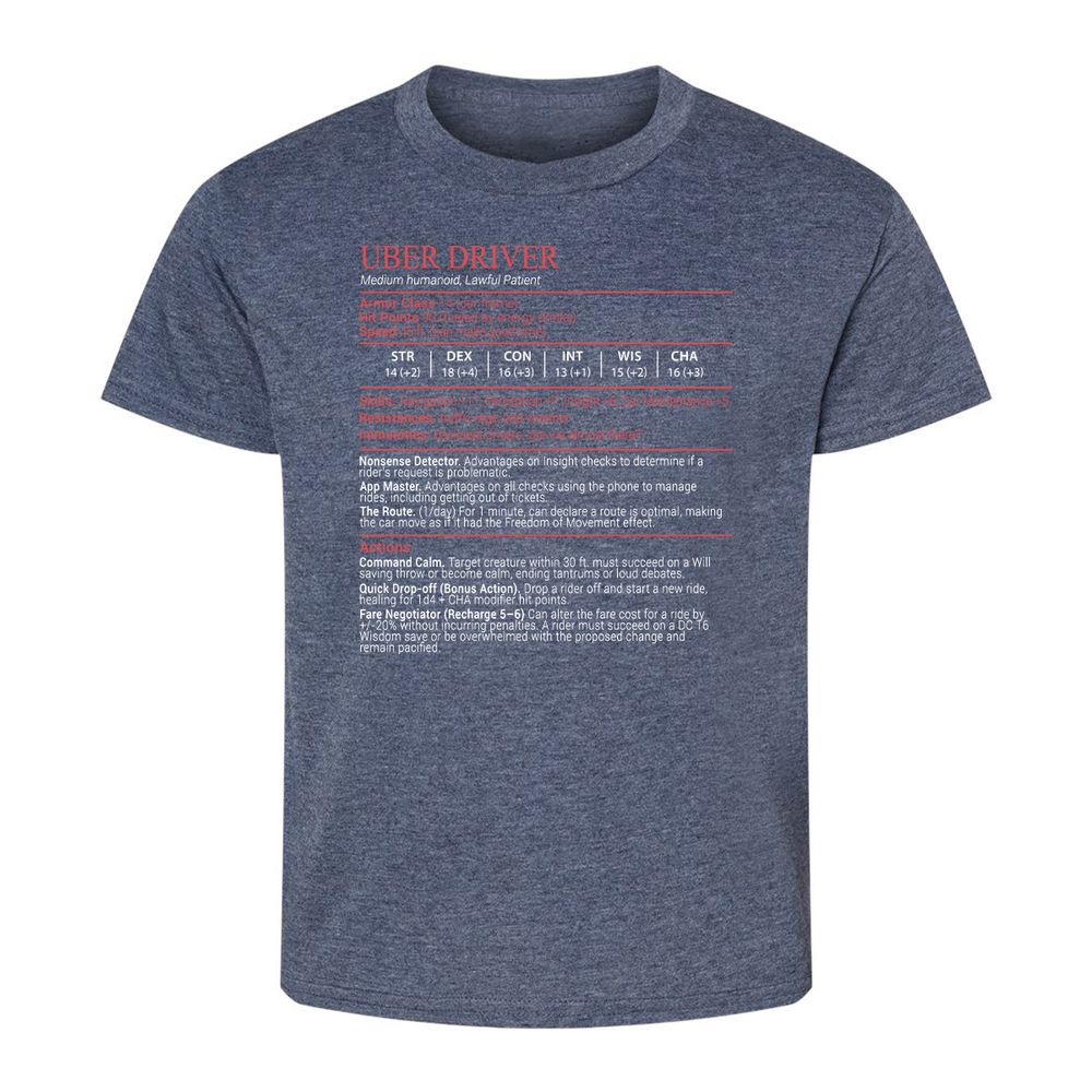 Uber Driver Stats Block Kids T-Shirt - Heather Navy - 9