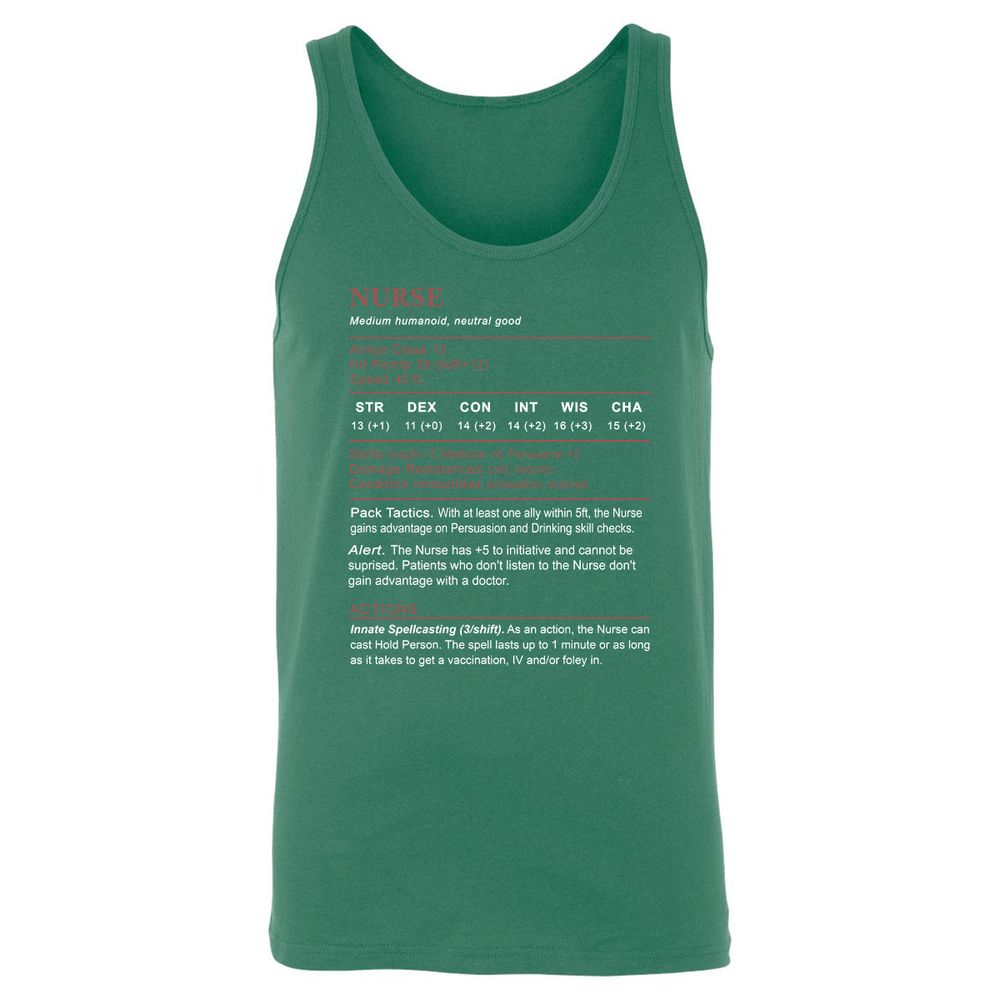 Nurse Stats 2 Unisex Jersey Tank - Kelly - 9