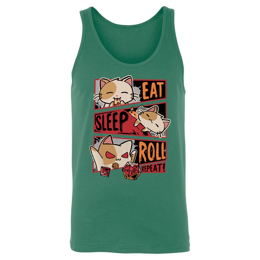 Eat Sleep Roll Repeat Unisex Jersey Tank - Kelly - 9