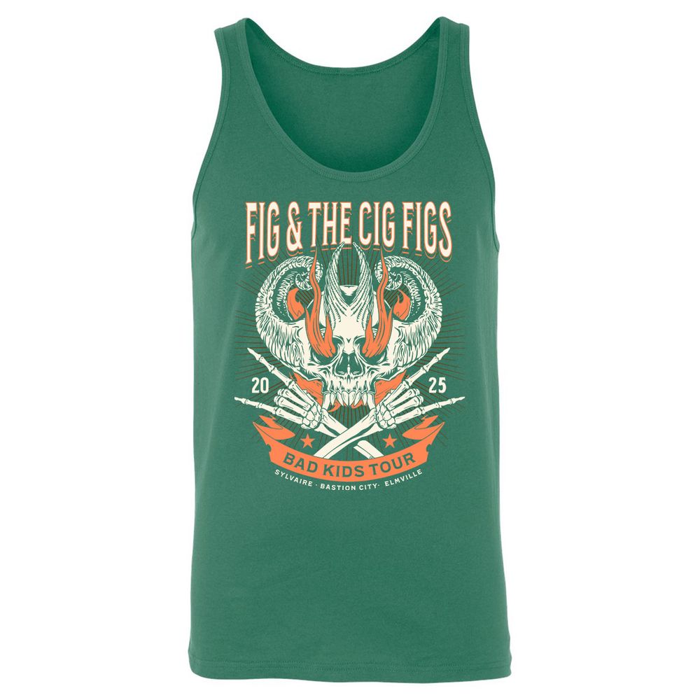 Fig and the Cig Figs, Dimension 20 Unisex Jersey Tank - Kelly - 9