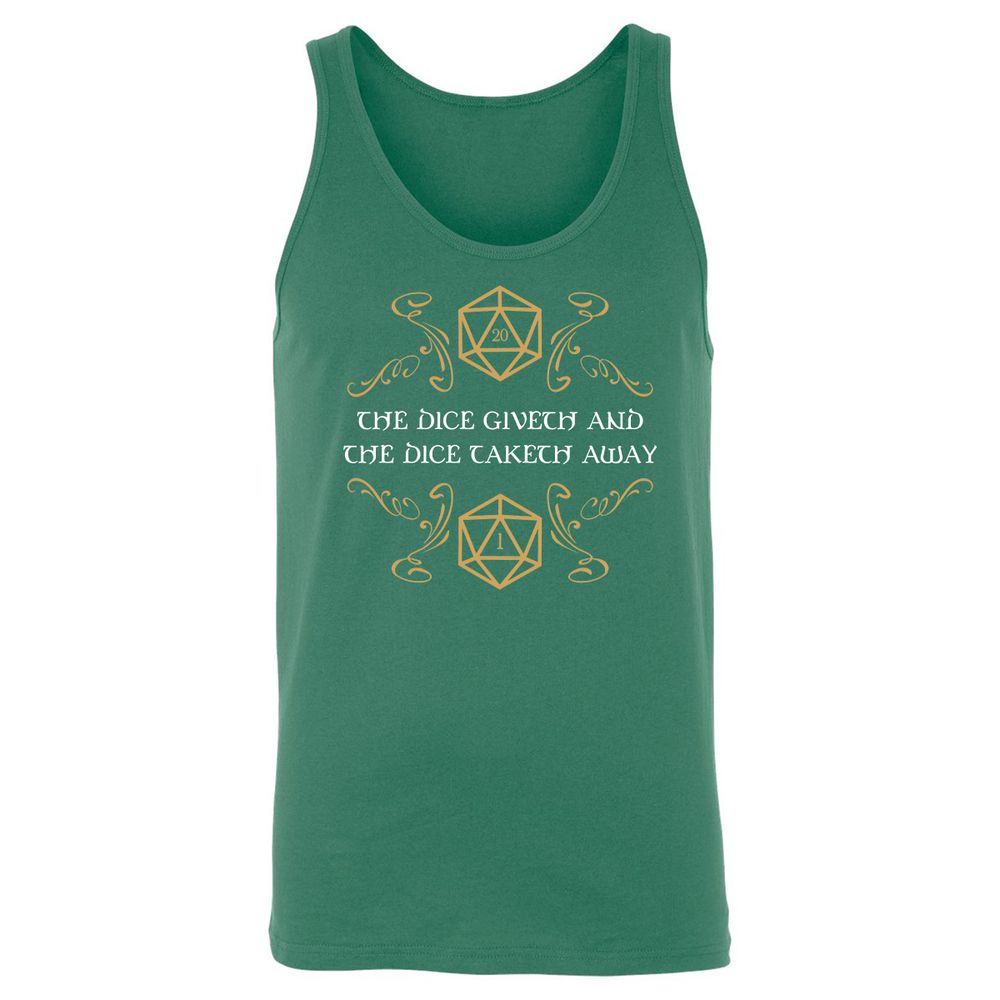 The Dice Giveth and Taketh Away Natural 20 and Critical Fail Unisex Jersey Tank - Kelly - 9