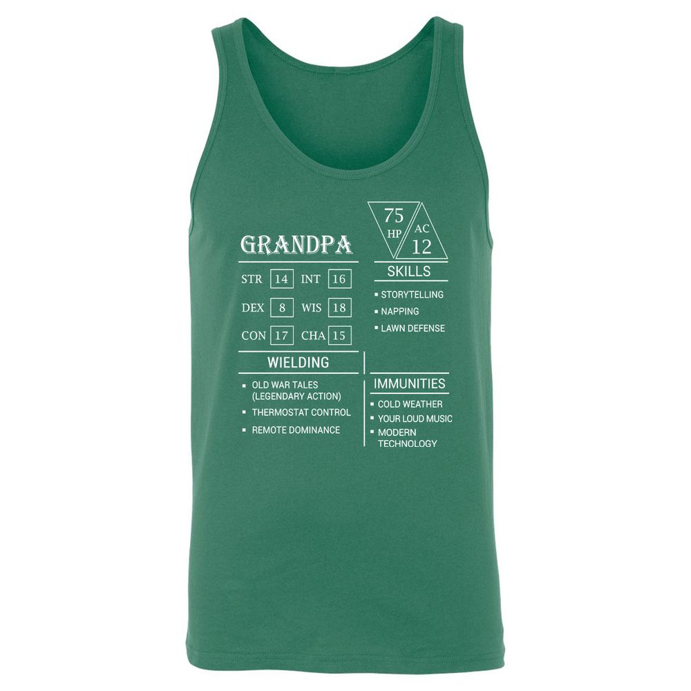 Grandpa Stats Unisex Jersey Tank - Kelly - 9