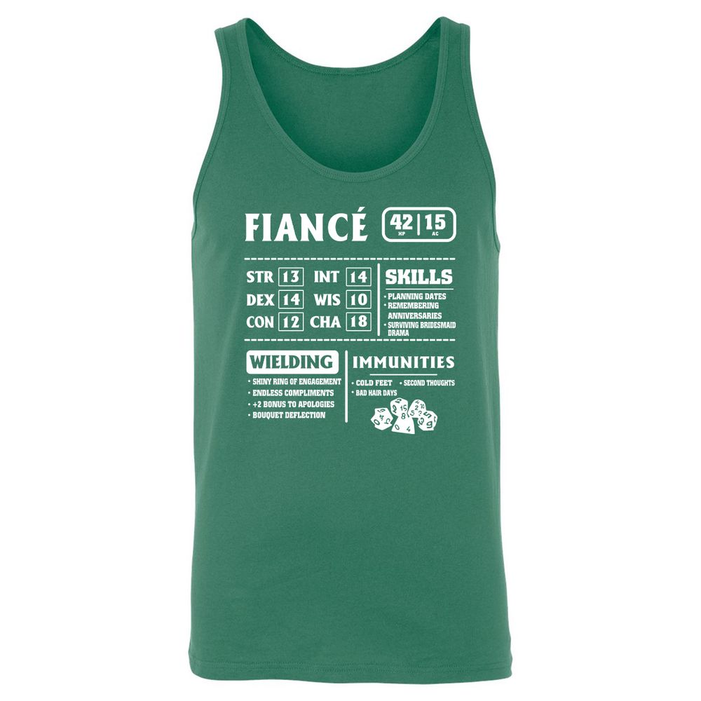 Fiance Stats Unisex Jersey Tank - Kelly - 9