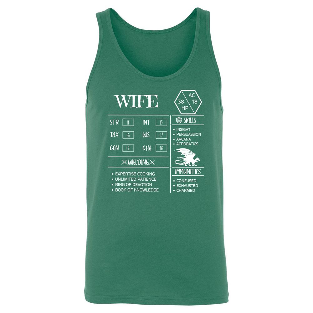 Wife Stats 2 Unisex Jersey Tank - Kelly - 9