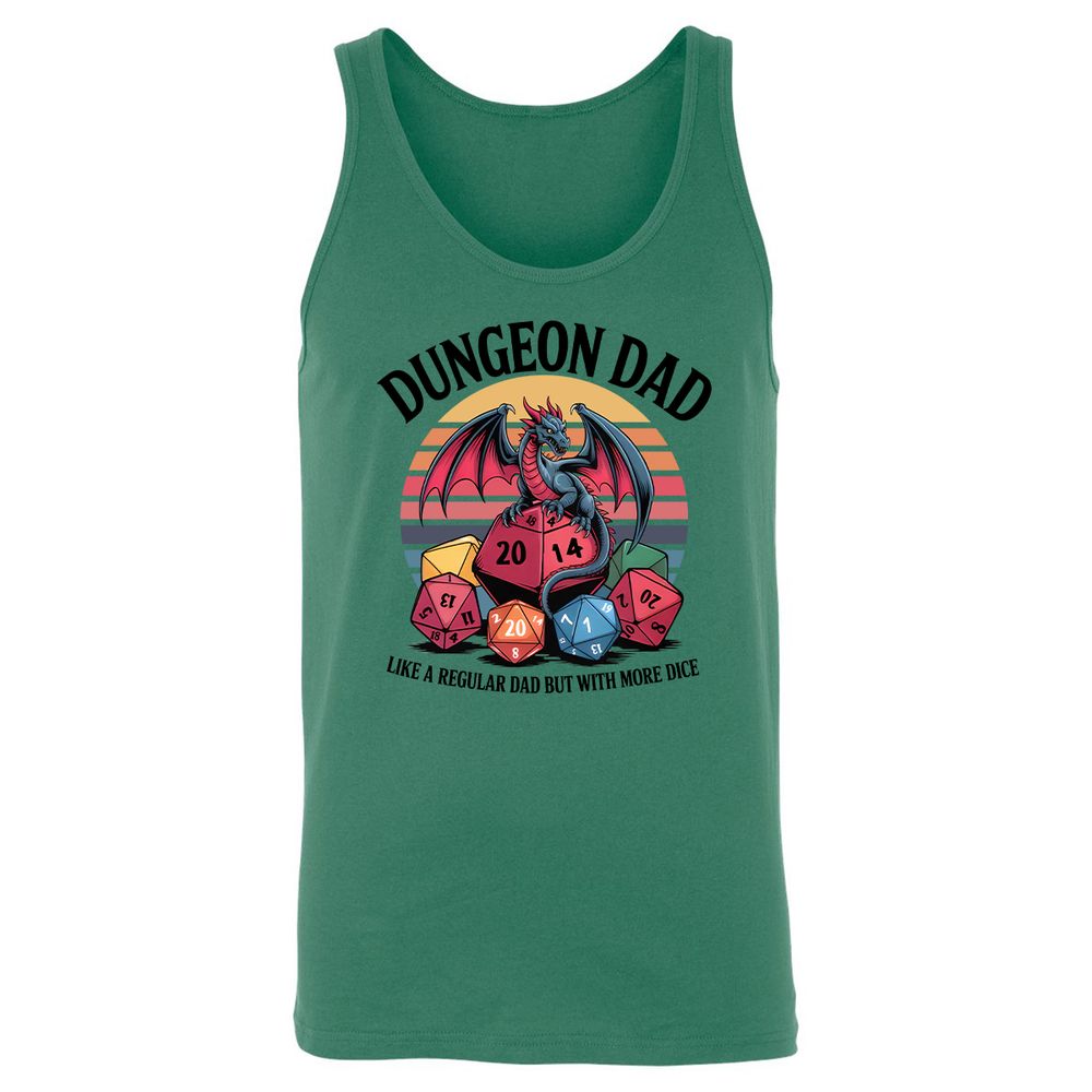 Dungeon Dad With More Dice Unisex Jersey Tank - Kelly - 9