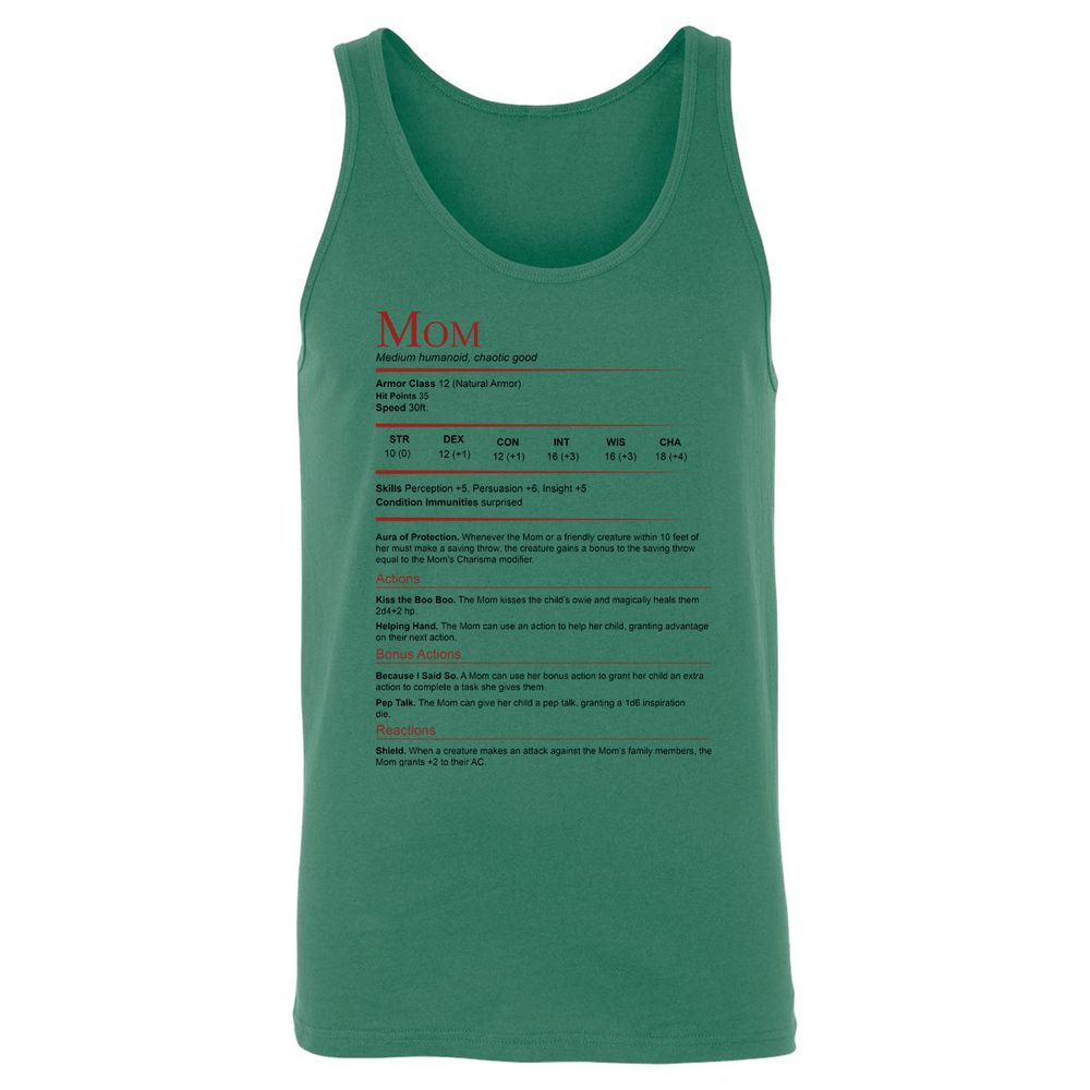 Mom Stats Unisex Jersey Tank - Kelly - 9