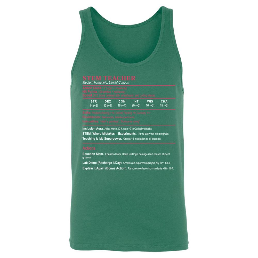 STEM TEACHER Unisex Jersey Tank - Kelly - 9