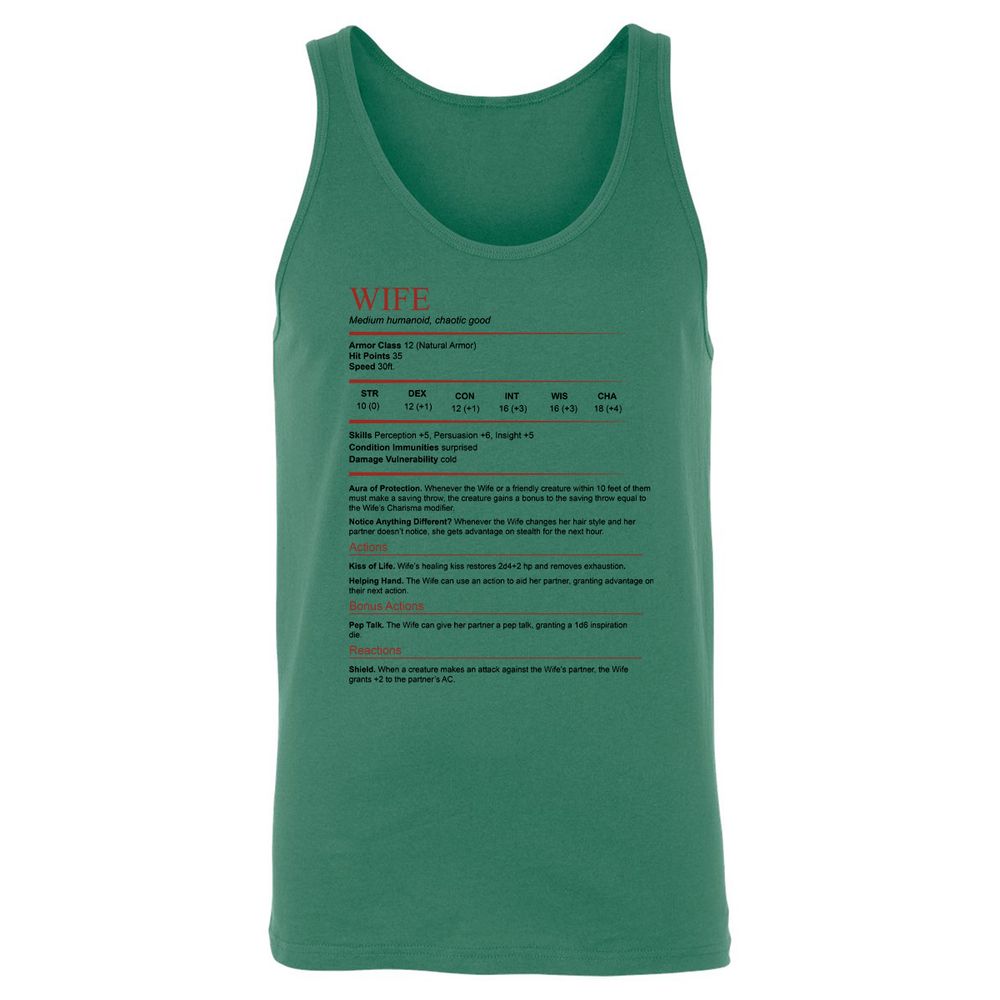 Wife White Unisex Jersey Tank - Kelly - 9