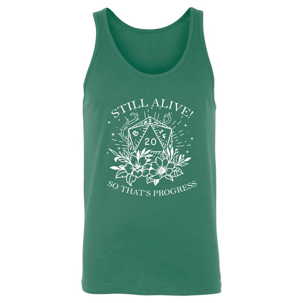 2710 Still Alive! So That’s Progress Unisex Jersey Tank - Kelly - 9