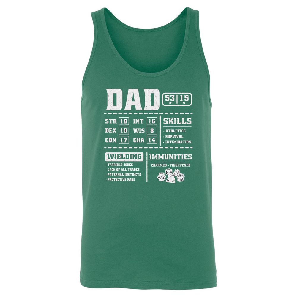 Dad Stat Block 2 Unisex Jersey Tank - Kelly - 9