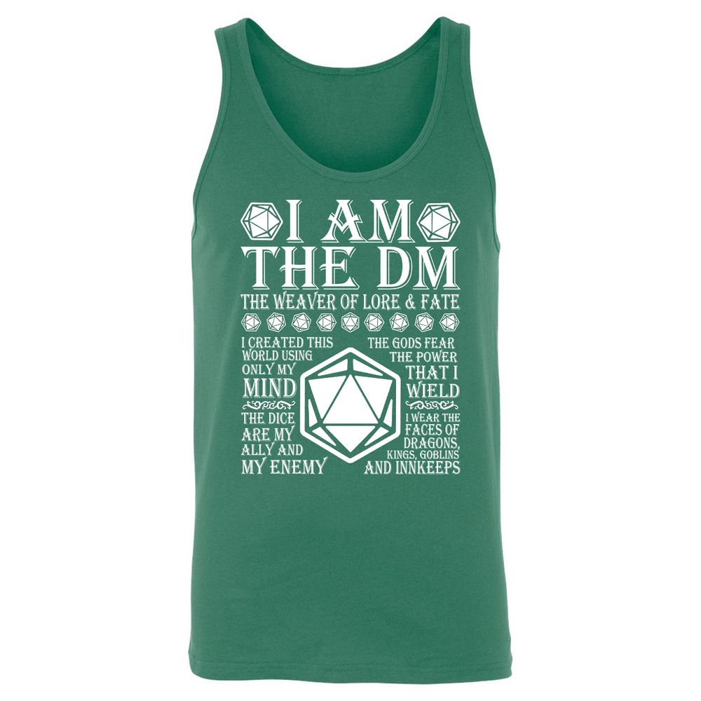 I Am The DM The Weaver Of Lore And Fate Unisex Jersey Tank - Kelly - 9