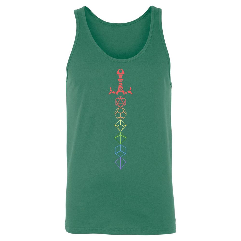 Rainbow Dice Sword LGBT Unisex Jersey Tank - Kelly - 9