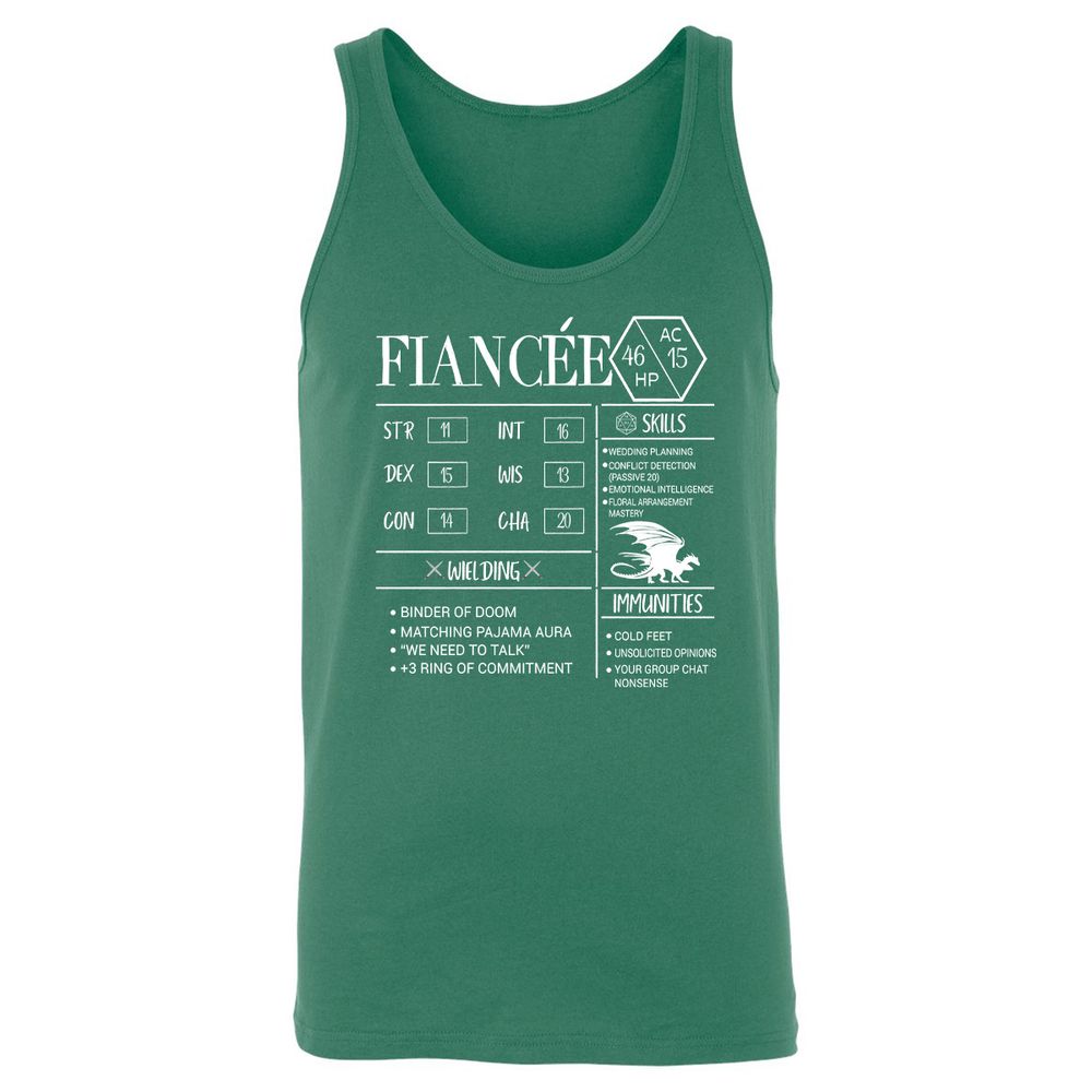 Fiancee Stats Unisex Jersey Tank - Kelly - 9