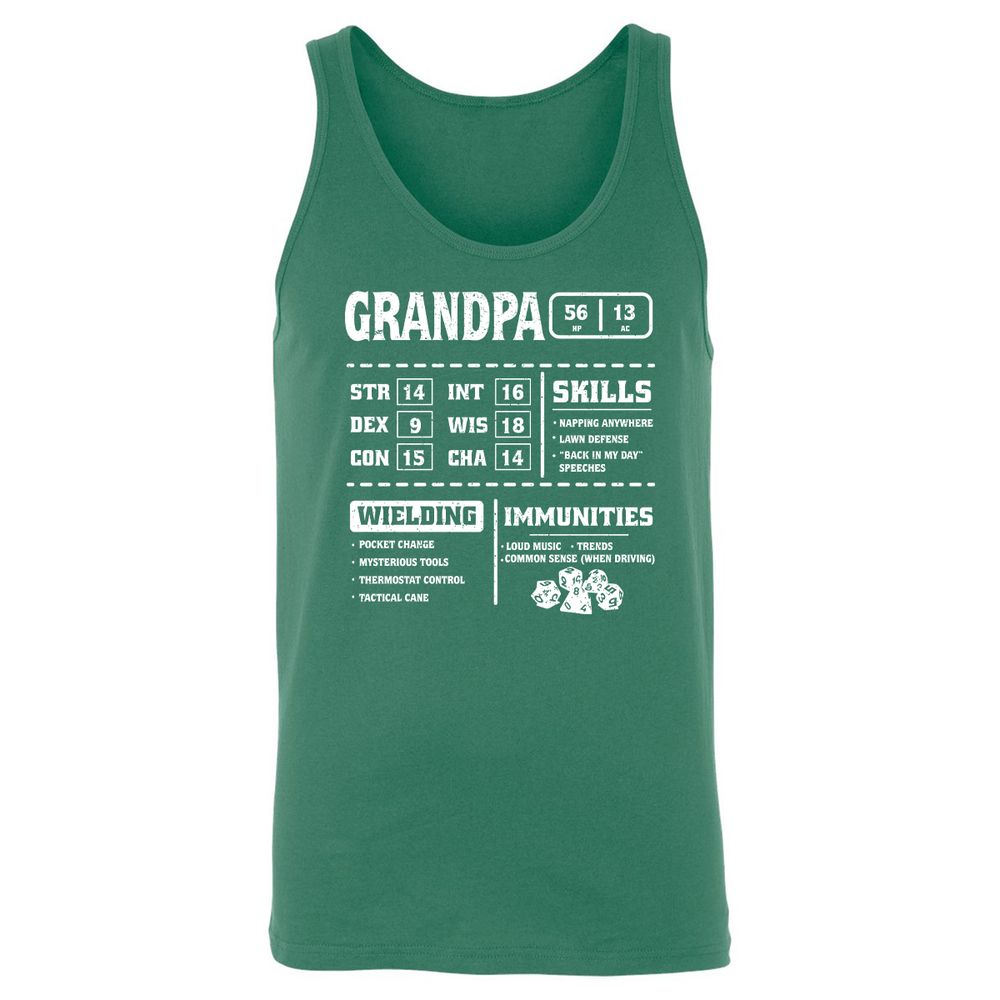 Grandpa Stats 2 Unisex Jersey Tank - Kelly - 9
