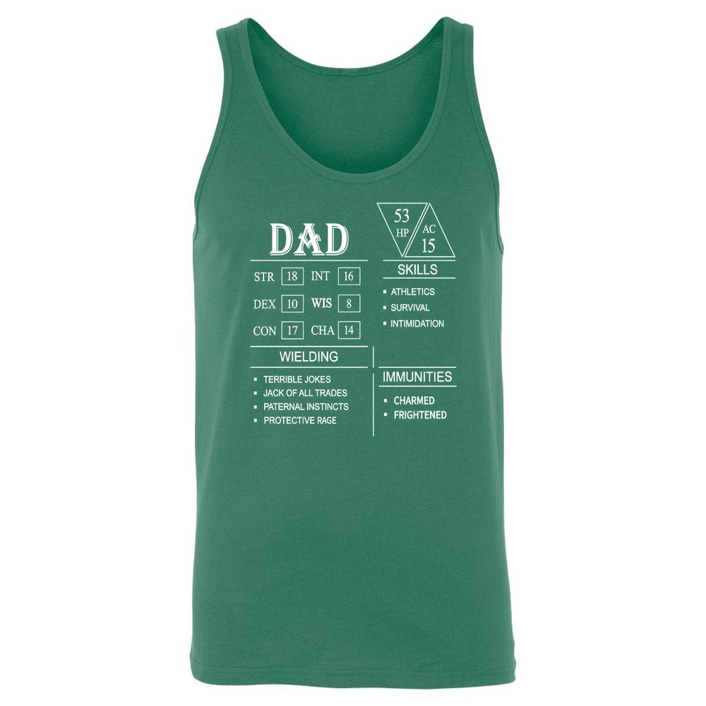 Dad Stat Block Unisex Jersey Tank - Kelly - 9