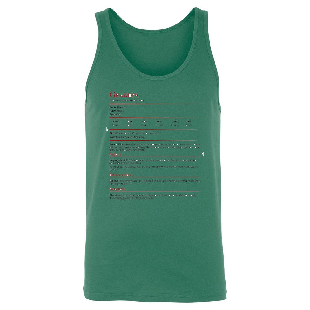 Grandpa Stat Block Unisex Jersey Tank - Kelly - 9