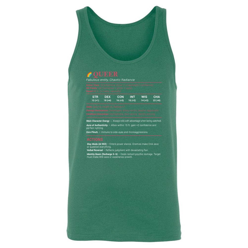 Queer Stats Unisex Jersey Tank - Kelly - 9