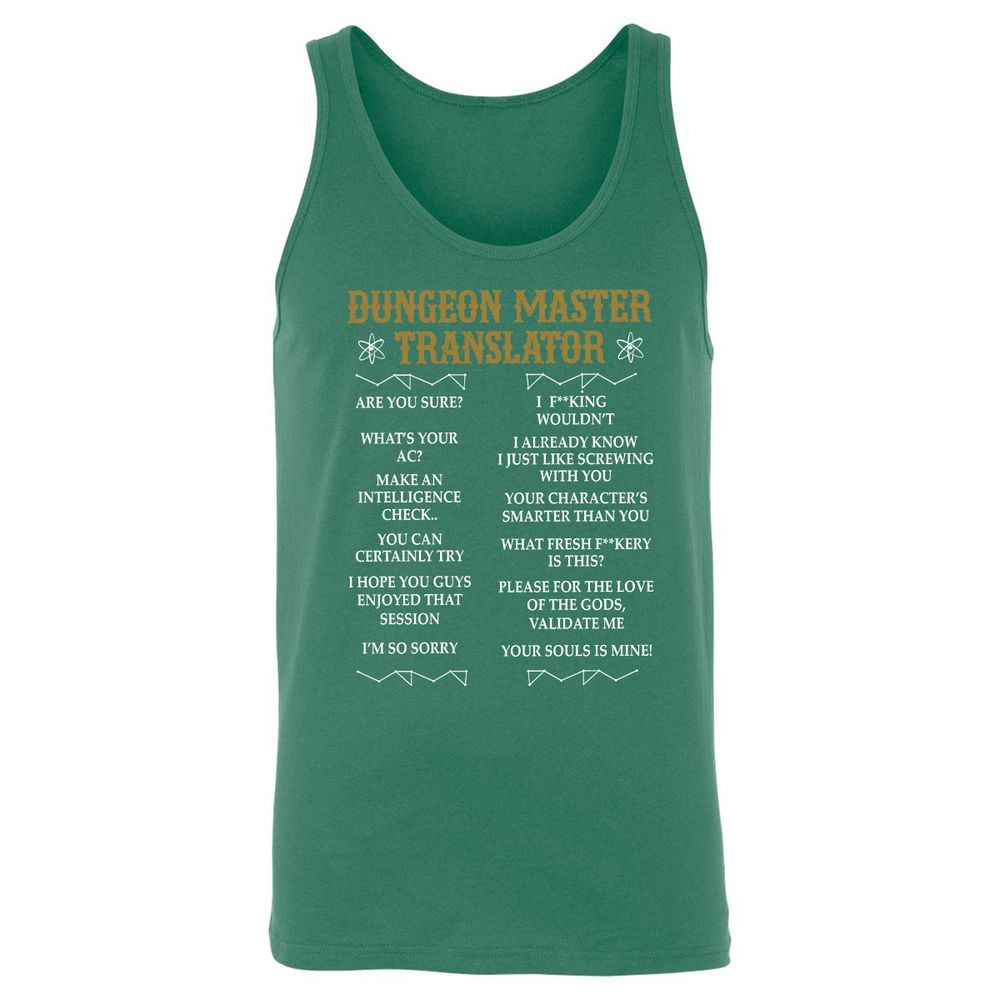 Dungeon Master Translator Unisex Jersey Tank - Kelly - 9