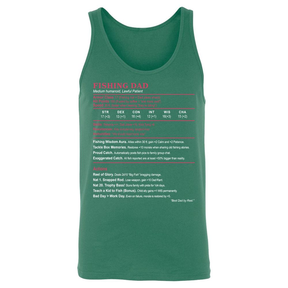 FISHING DAD Unisex Jersey Tank - Kelly - 9