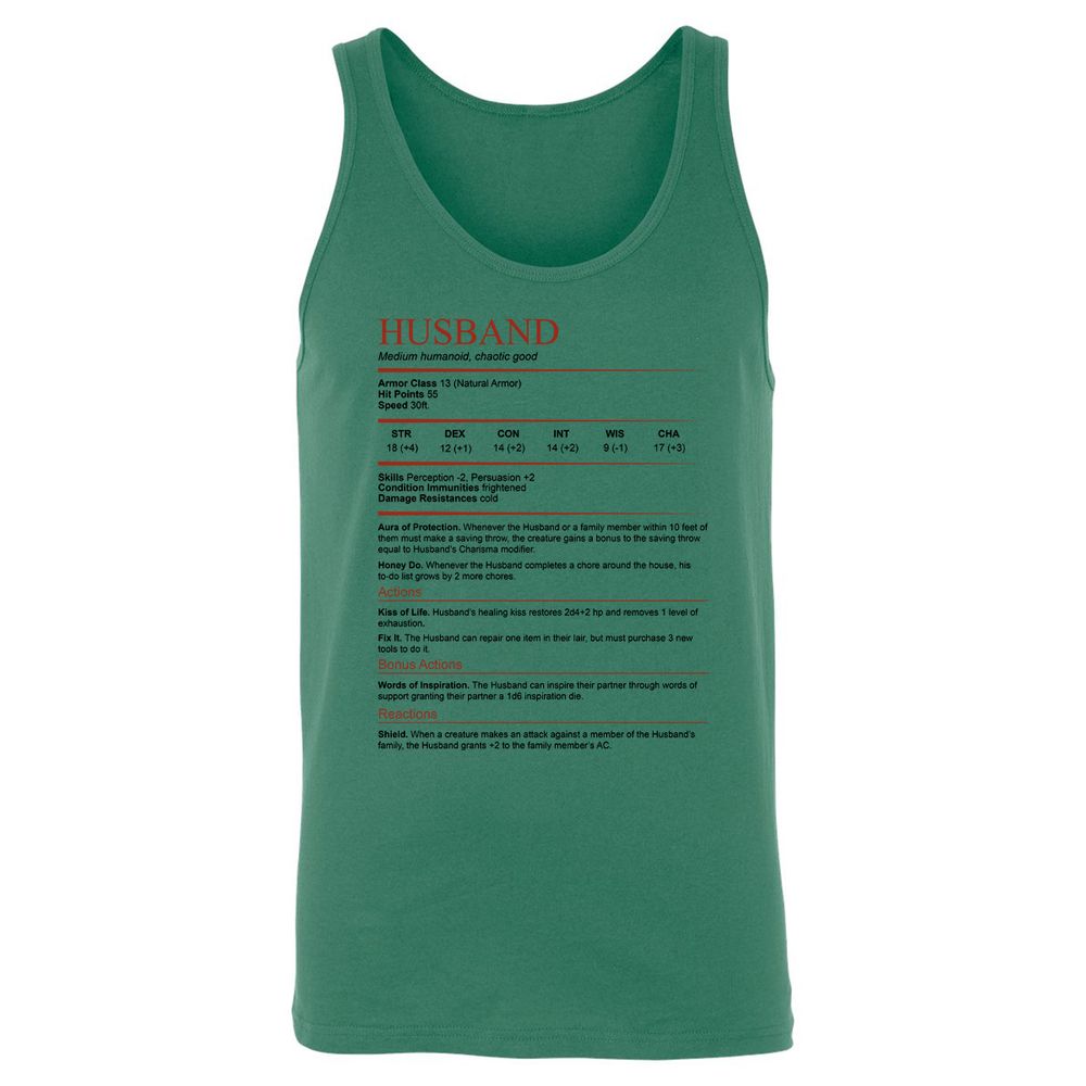 Husband White Unisex Jersey Tank - Kelly - 9