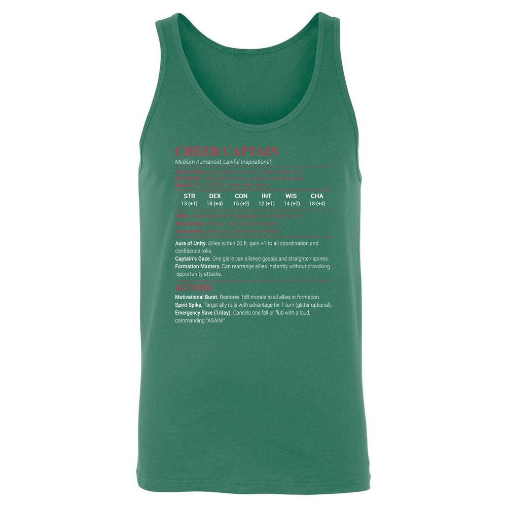 Cheer Captain Unisex Jersey Tank - Kelly - 9