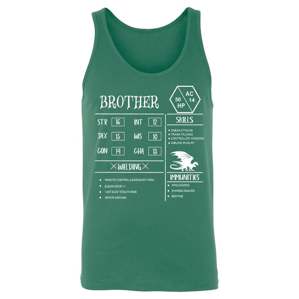 Brother Stats Unisex Jersey Tank - Kelly - 9