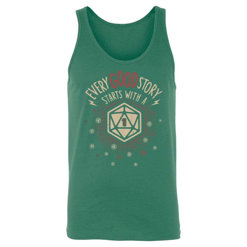 Good Story Starts With A 1 Unisex Jersey Tank - Kelly - 9