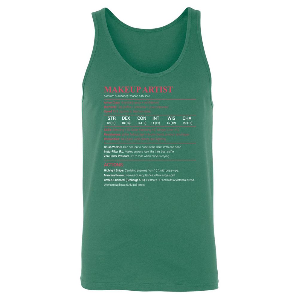 Makeup Artist Unisex Jersey Tank - Kelly - 9