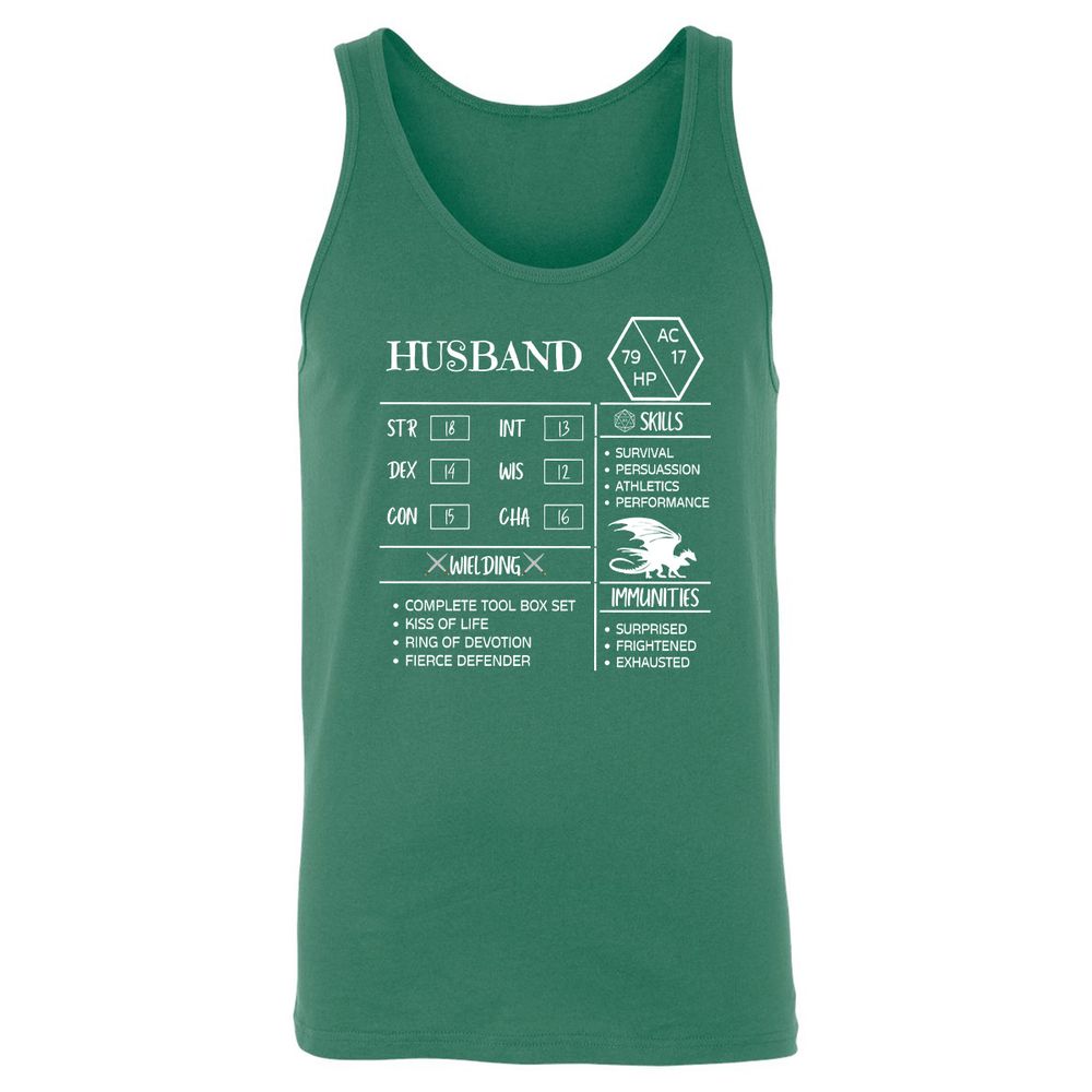Husband Stats 2 Unisex Jersey Tank - Kelly - 9