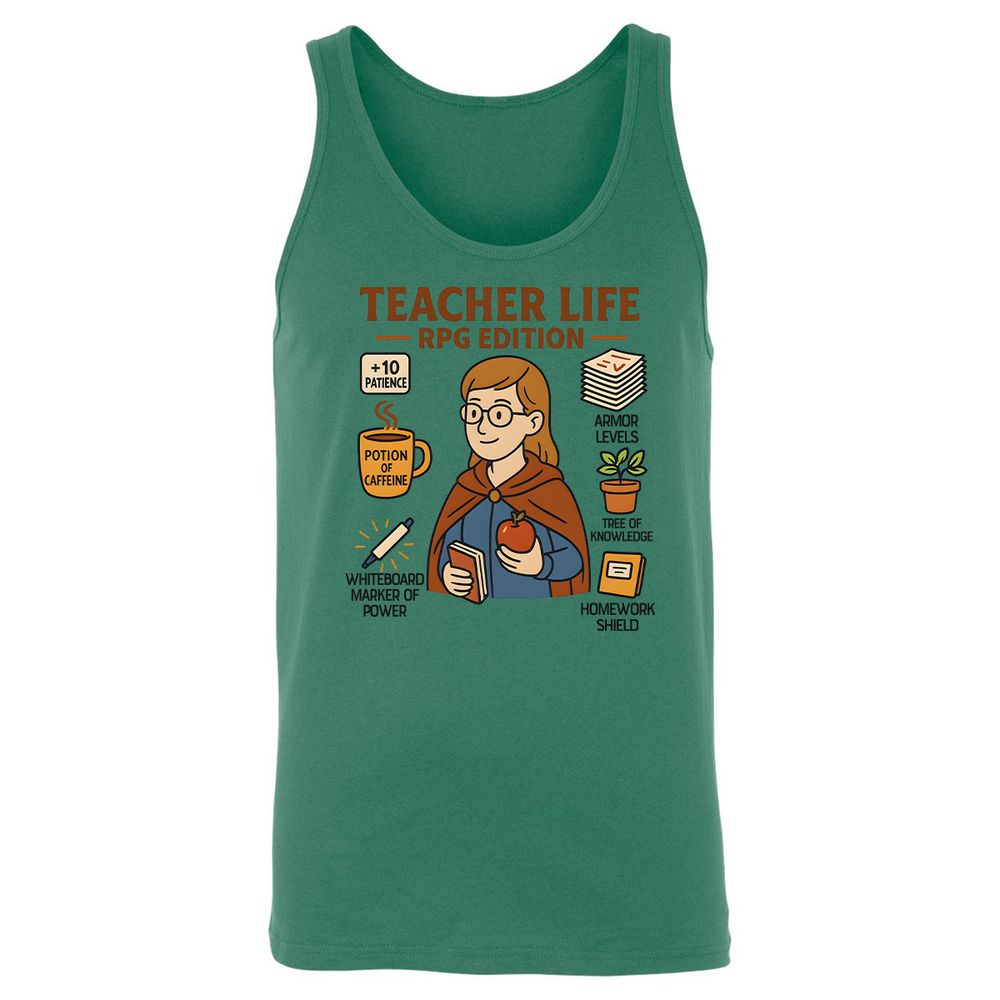 Teacher Life RPG Edition Unisex Jersey Tank - Kelly - 9