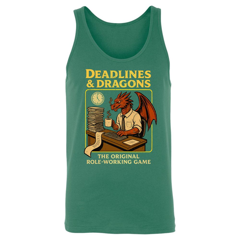Deadlines & Dragons (Office Staff) Unisex Jersey Tank - Kelly - 9