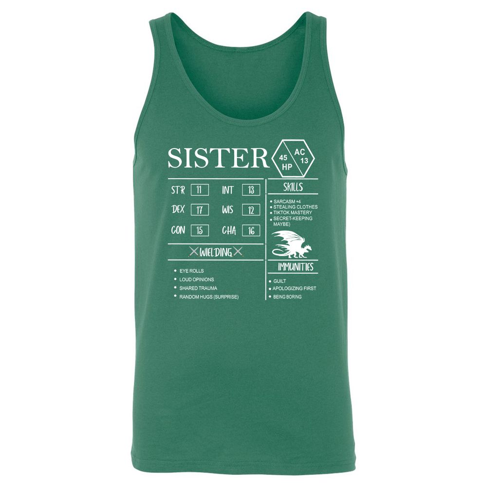 Sister Stats Unisex Jersey Tank - Kelly - 9
