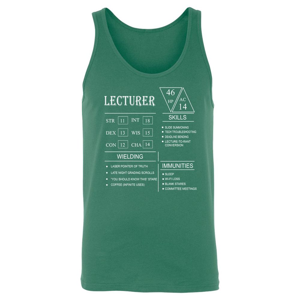 Lecturer New Unisex Jersey Tank - Kelly - 9