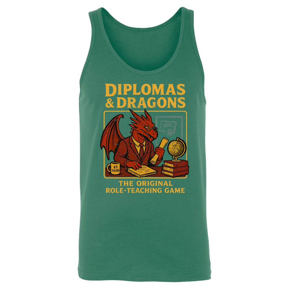 Diplomas & Dragons Unisex Jersey Tank - Kelly - 9