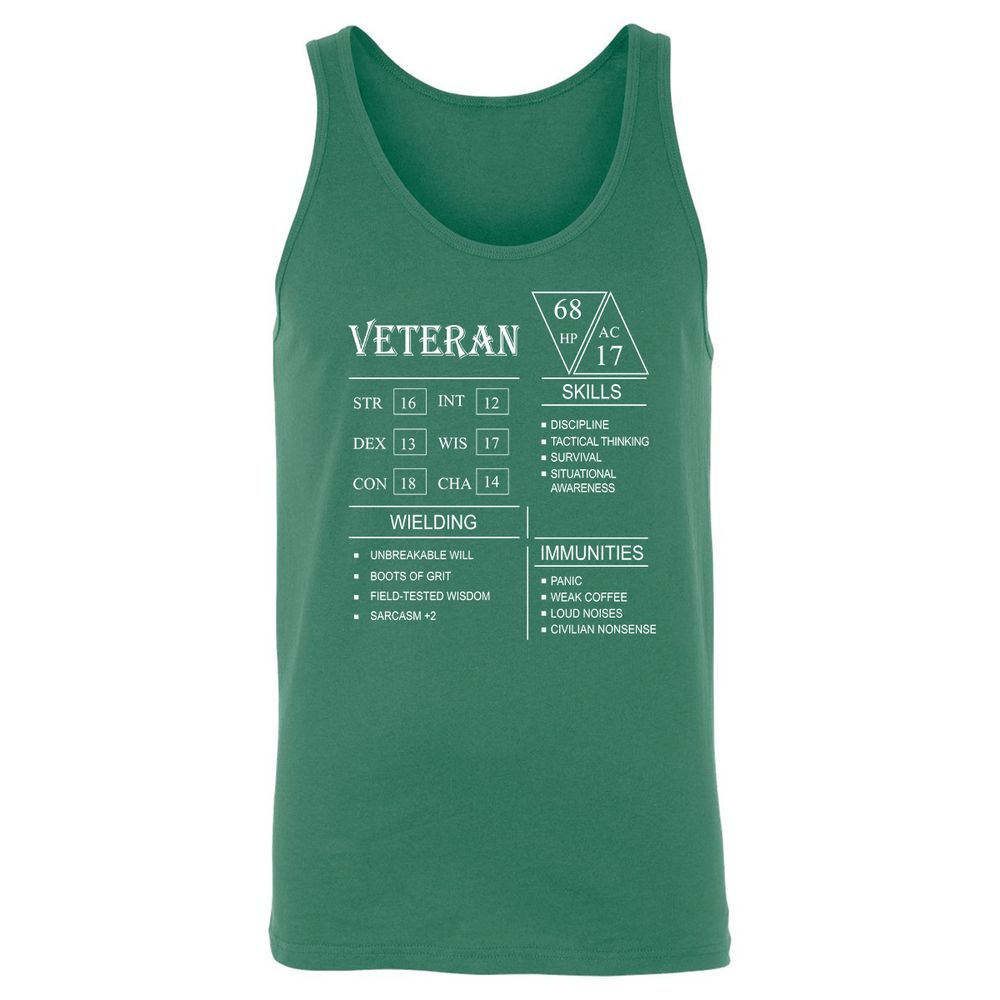 Veteran New Unisex Jersey Tank - Kelly - 9
