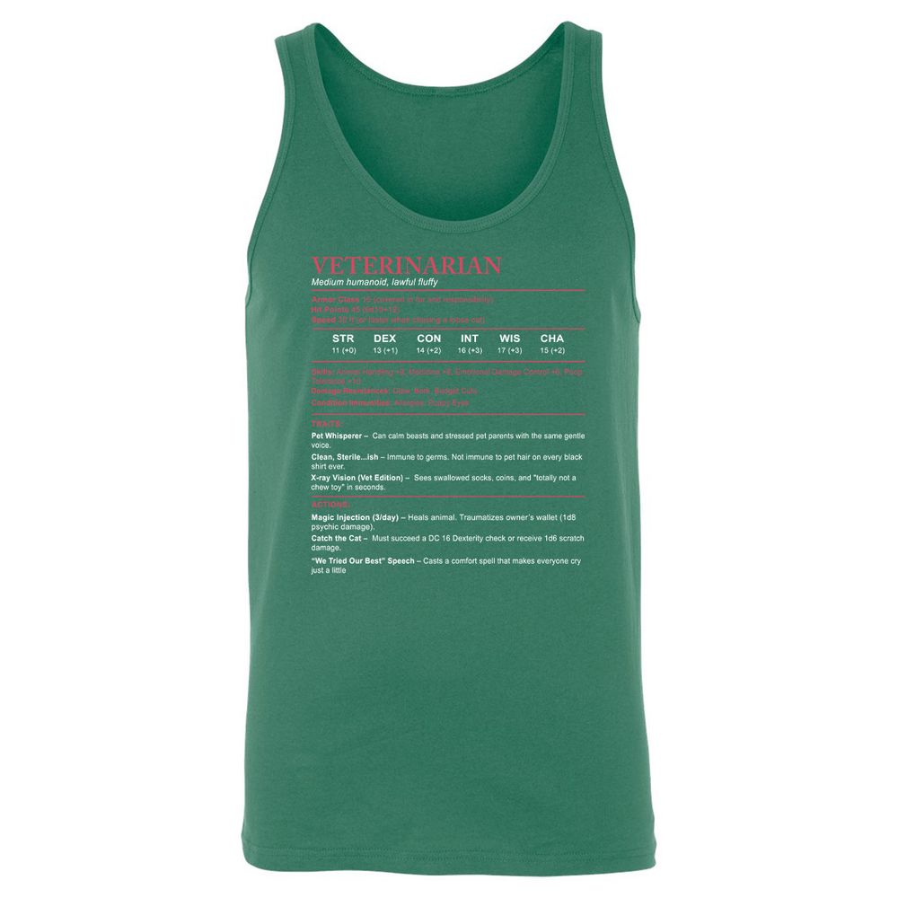 Veterinarian Stats Unisex Jersey Tank - Kelly - 9