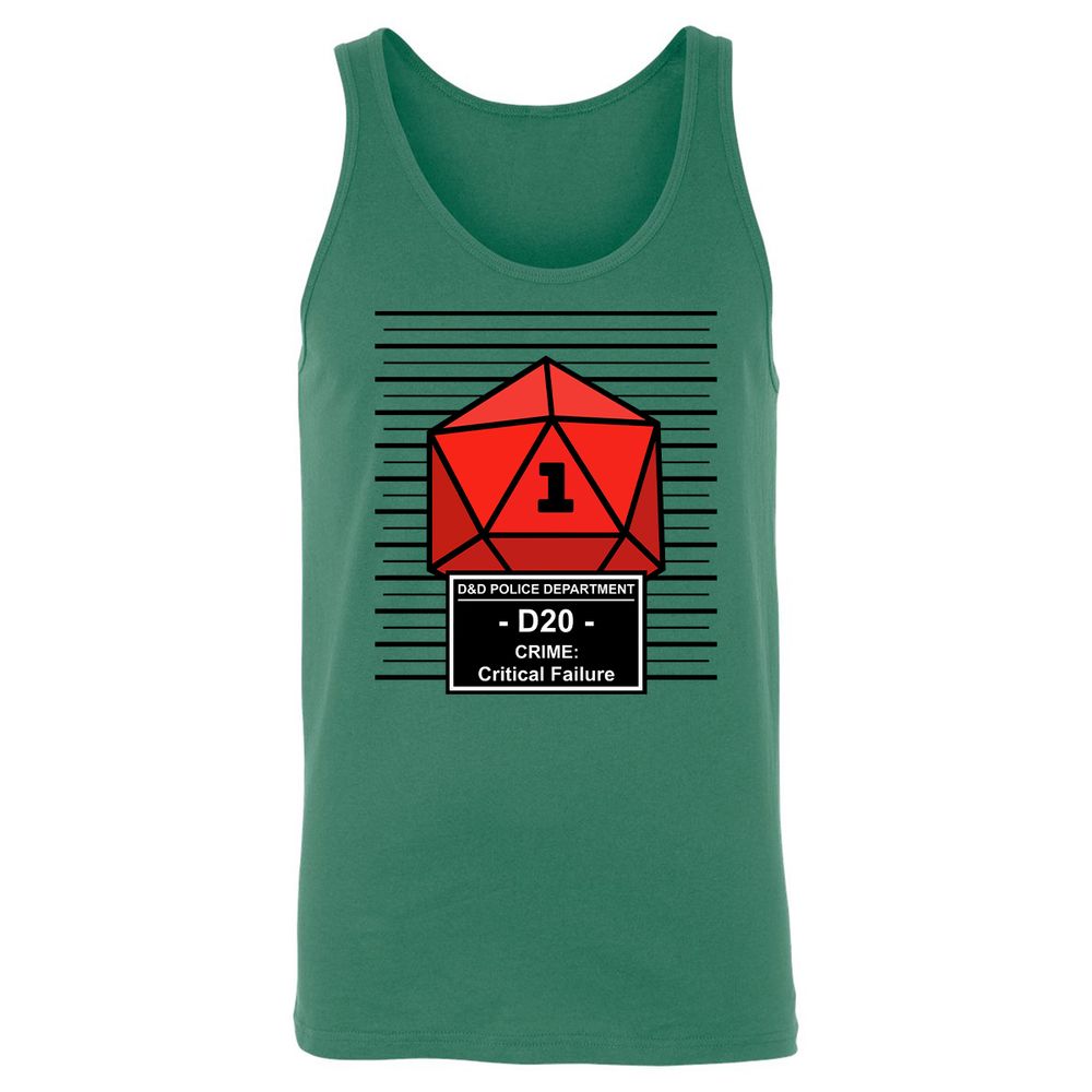 D20 Arrested For Critical Failure Unisex Jersey Tank - Kelly - 9