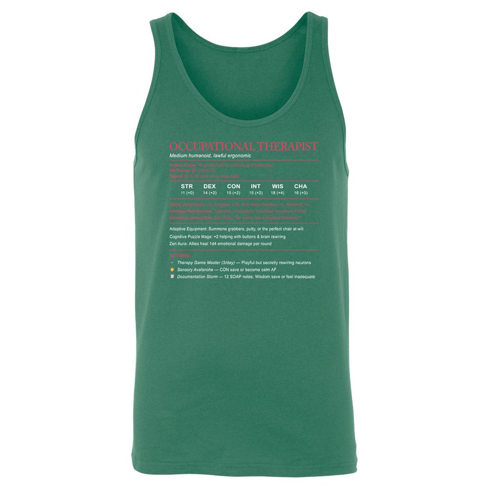 Occupational Therapist Stats Unisex Jersey Tank - Kelly - 9