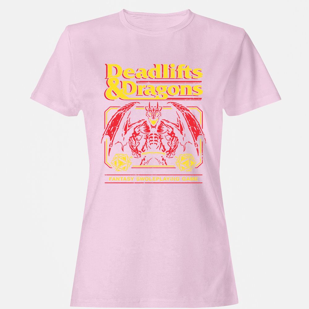 Deadlifts And Dragons Women's T-Shirt - Light Pink - 9