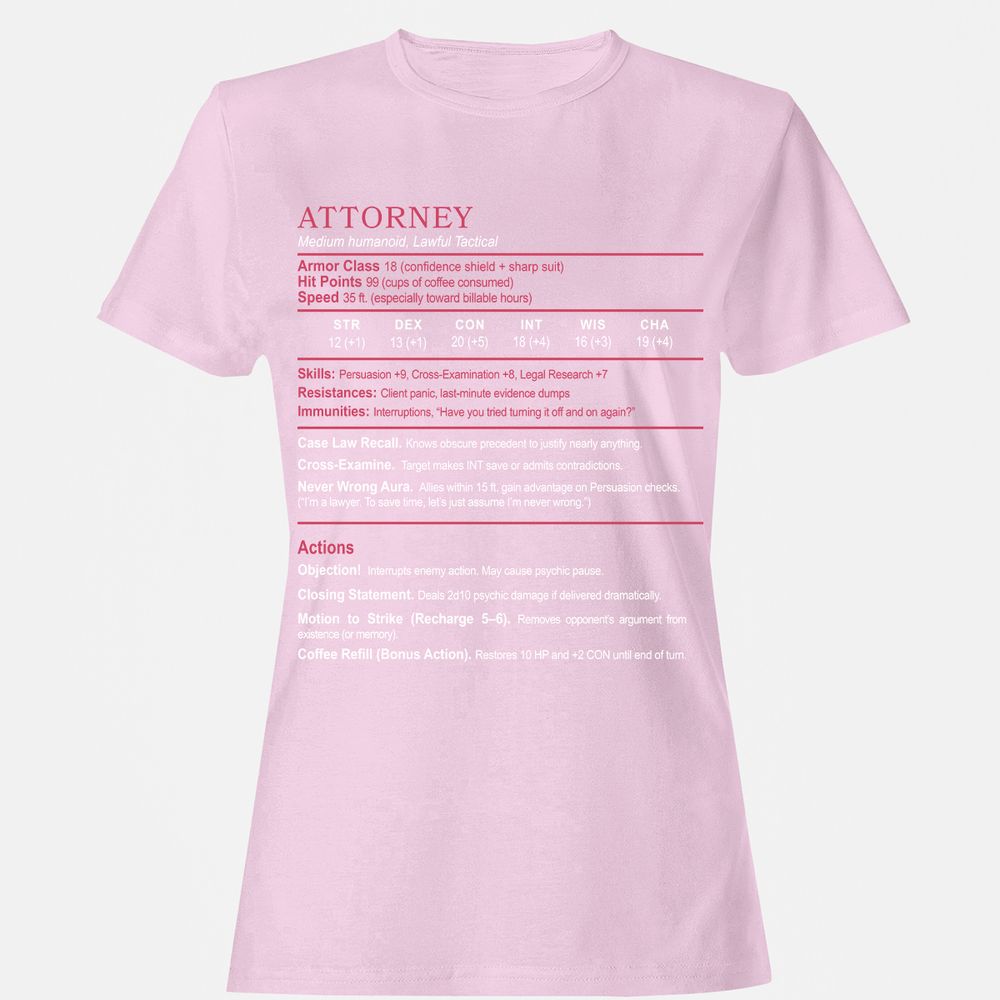 Attorney Women's T-Shirt - Light Pink - 9