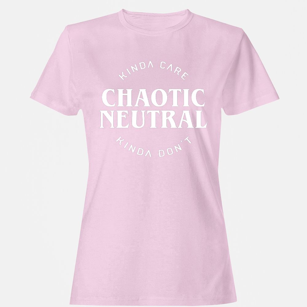 Chaotic Neutral Alignment Kinda Care Kinda Don't Women's T-Shirt - Light Pink - 9