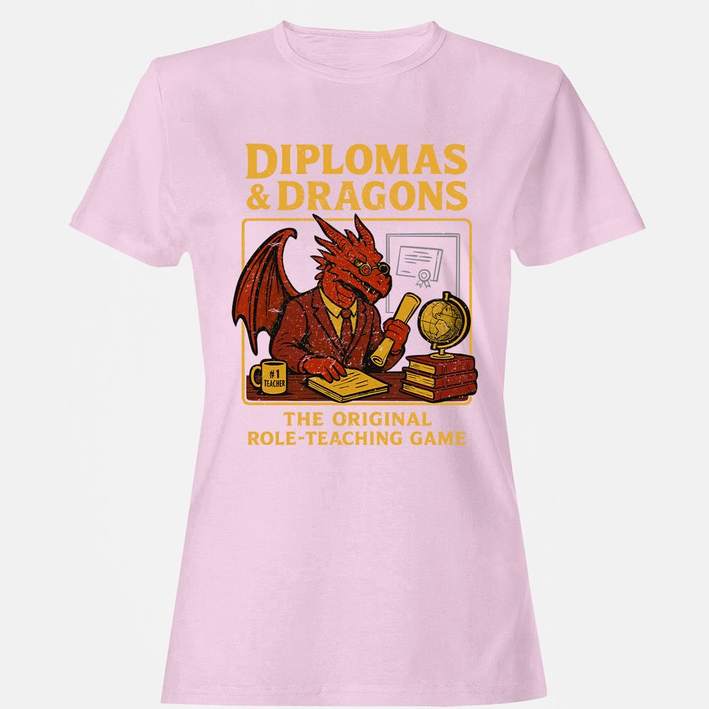Diplomas & Dragons Women's T-Shirt - Light Pink - 9