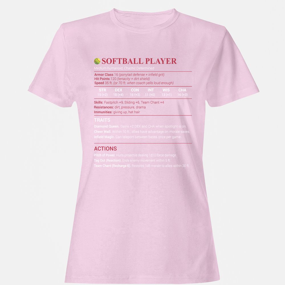 Softball Player Women's T-Shirt - Light Pink - 9