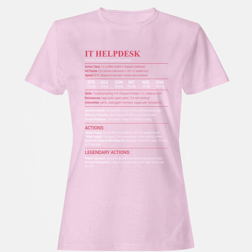 IT Helpdesk Women's T-Shirt - Light Pink - 9