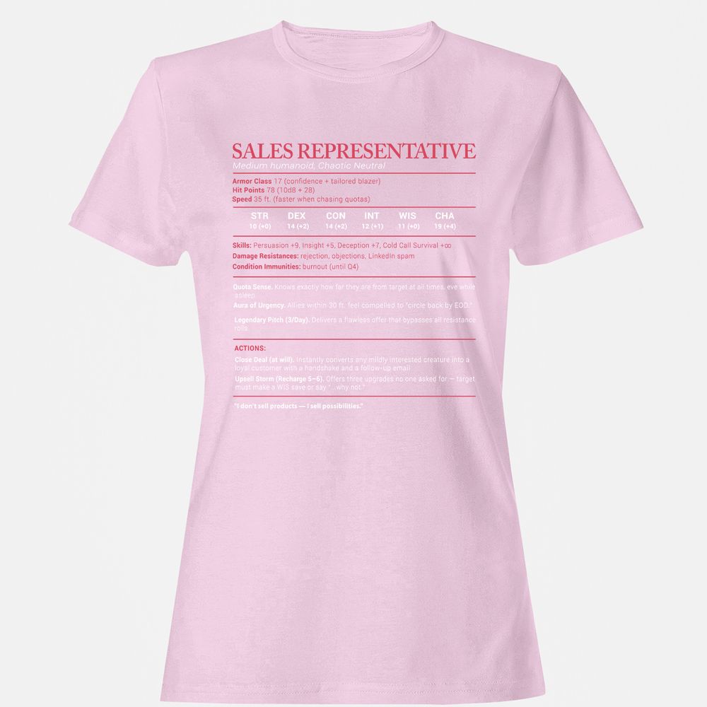 Sales Presentative Stats Women's T-Shirt - Light Pink - 9