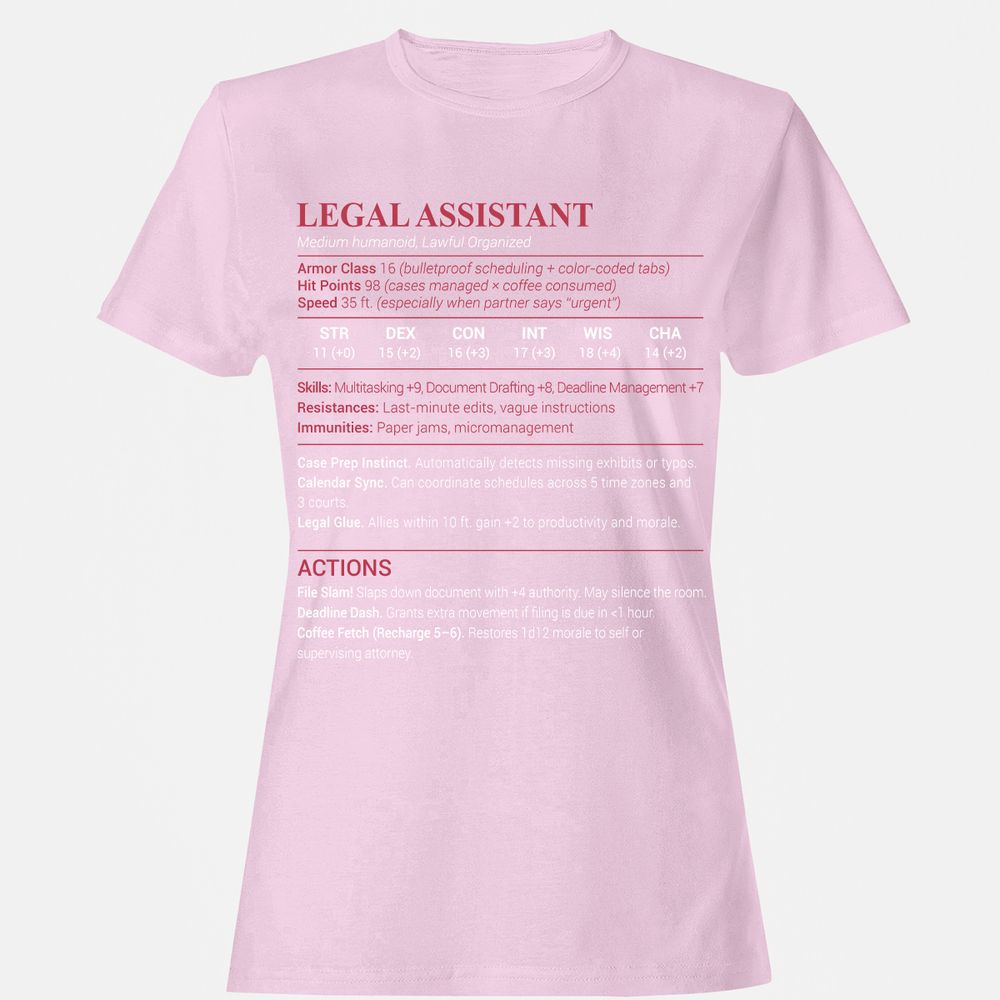 Legal Assistant Women's T-Shirt - Light Pink - 9
