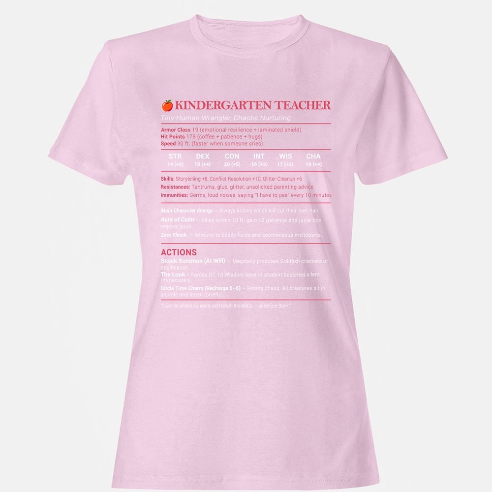Kindergarten Teacher Stats Women's T-Shirt - Light Pink - 9