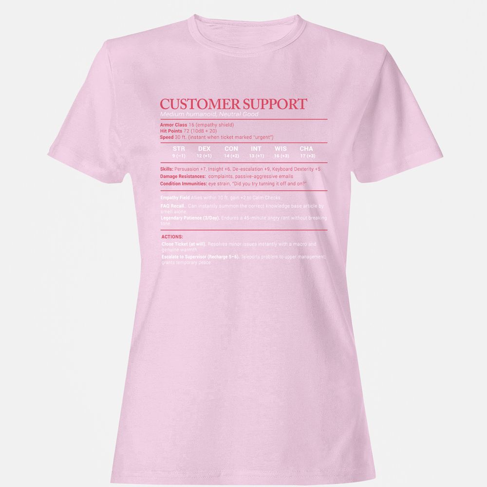 Customer Support Stats Women's T-Shirt - Light Pink - 9